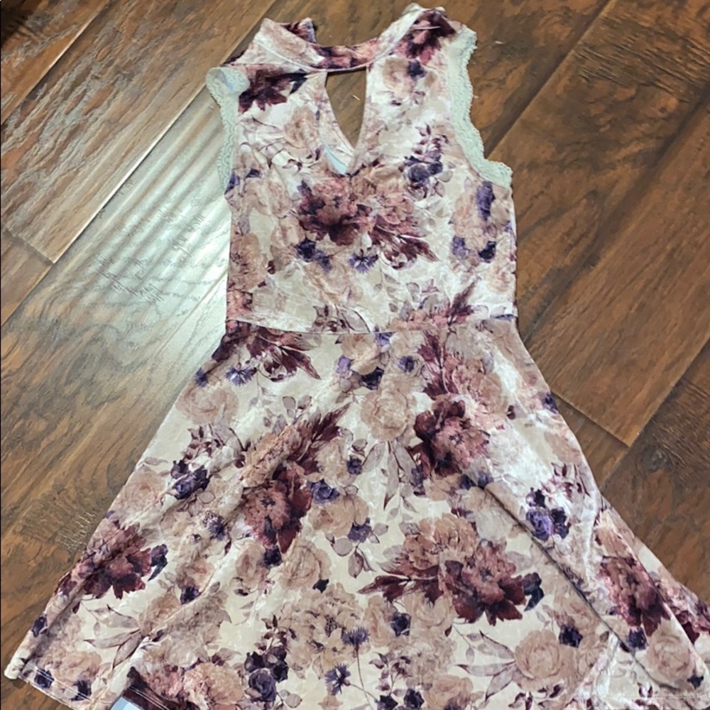 Floral Velvet material Dress